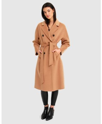 Belle & Bloom - Boss Girl Double Breasted Lined Wool Coat - Coats & Jackets (Camel) Boss Girl Double-Breasted Lined Wool Coat