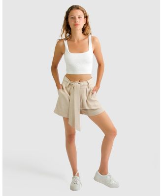 Belle & Bloom - Limitless Belted Shorts - Shorts (Natural) Limitless Belted Shorts