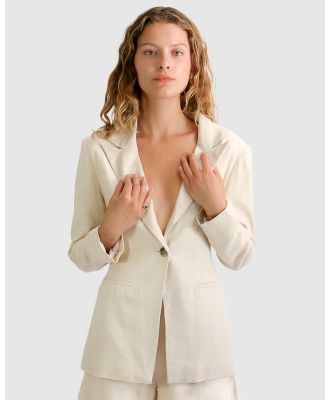 Belle & Bloom - Synergy Wrap Blazer - Suits & Blazers (Natural) Synergy Wrap Blazer
