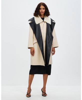 Belle & Bloom - Watch Me Go Oversized Leather Trimmed Coat - Coats & Jackets (Pale Oat) Watch Me Go Oversized Leather Trimmed Coat