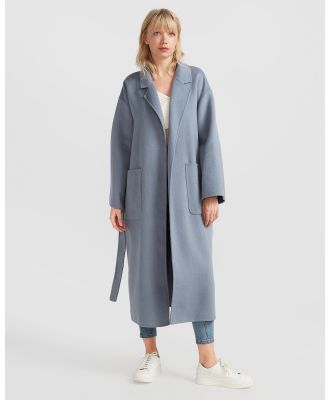 Belle & Bloom - Wide Awake Split Hem Overcoat - Coats & Jackets (Denim Blue) Wide Awake Split Hem Overcoat