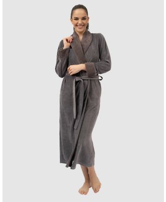 Belmanetti - Aspen Long Bamboo Velour Robe with Belt - Sleepwear (Dark Slate Gray) Aspen Long Bamboo Velour Robe with Belt