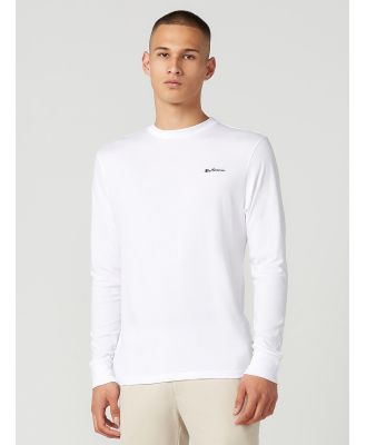 Ben Sherman - Long Sleeve Chest Embroidery Tee - Long Sleeve T-Shirts (WHITE) Long Sleeve Chest Embroidery Tee