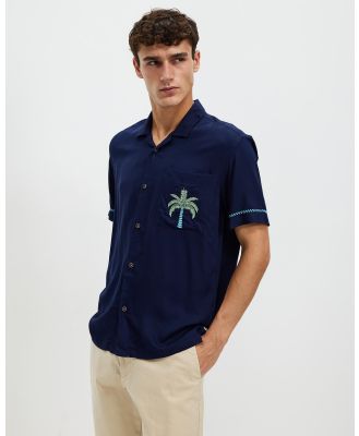 Ben Sherman - Palms Cuban Collar Shirt - Shirts & Polos (Blue Shadow) Palms Cuban Collar Shirt
