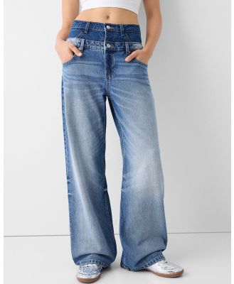 Bershka - Double Waist Baggy Jeans - Jeans (Light blue) Double Waist Baggy Jeans