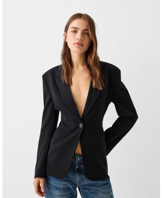 Bershka - Fitted Blazer - Coats & Jackets (Black) Fitted Blazer