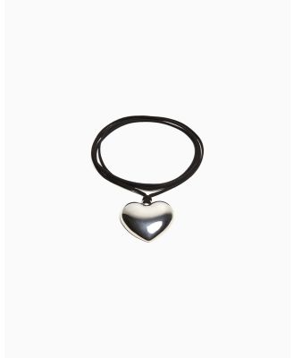 Bershka - Heart Cord Necklace - Jewellery (Silver) Heart Cord Necklace