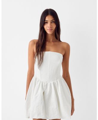 Bershka - Jacquard Mini Dress - Dresses (White) Jacquard Mini Dress