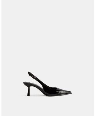 Bershka - Kitten Heel Slingback Shoes - Mid-low heels (BLACK) Kitten Heel Slingback Shoes