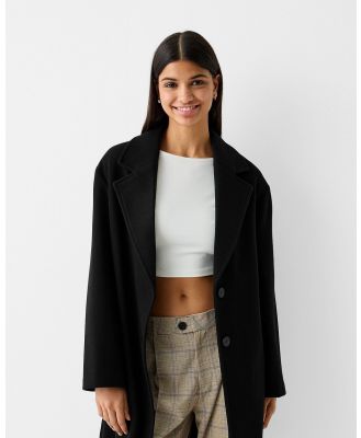Bershka - Long Soft Coat - Coats & Jackets (Black) Long Soft Coat