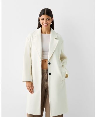 Bershka - Long Soft Coat - Coats & Jackets (Cream) Long Soft Coat