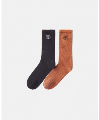 Bershka - Pack Of 2 Pairs Of Printed Socks - Socks (Black) Pack Of 2 Pairs Of Printed Socks