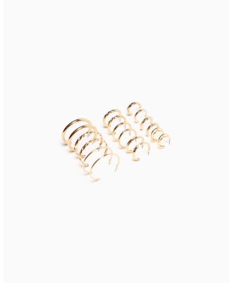 Bershka - Pack Of 9 Thin Hoop Earrings - Jewellery (Gold) Pack Of 9 Thin Hoop Earrings
