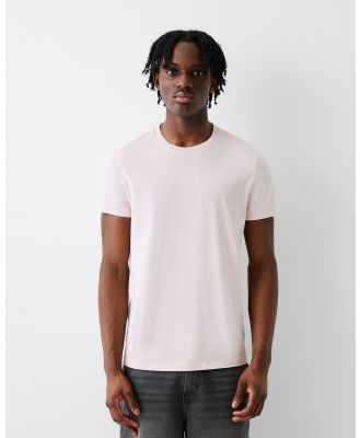 Bershka - Regular fit Short Sleeve T shirt - T-Shirts & Singlets (Pink) Regular-fit Short Sleeve T-shirt