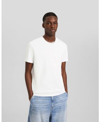 Bershka - Regular fit Short Sleeve T shirt - T-Shirts & Singlets (White) Regular-fit Short Sleeve T-shirt