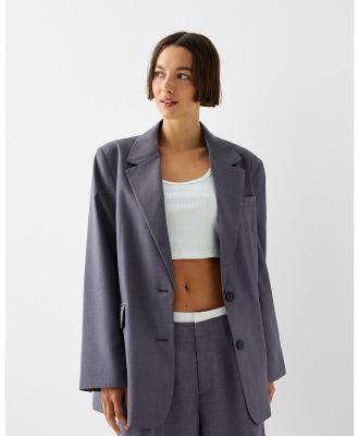Bershka - Relaxed fit Masculine Blazer - Coats & Jackets (Dark grey) Relaxed-fit Masculine Blazer