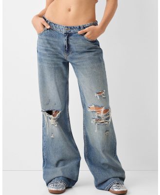 Bershka - Ripped Baggy Jeans - Jeans (Light blue) Ripped Baggy Jeans