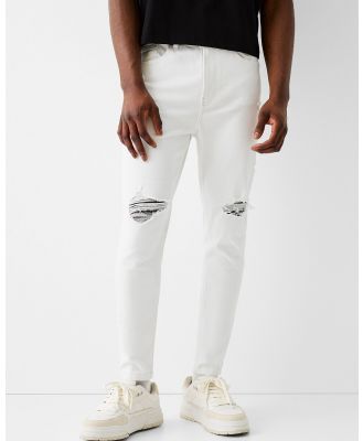 Bershka - Ripped Carrot Fit Jeans - Jeans (White) Ripped Carrot Fit Jeans
