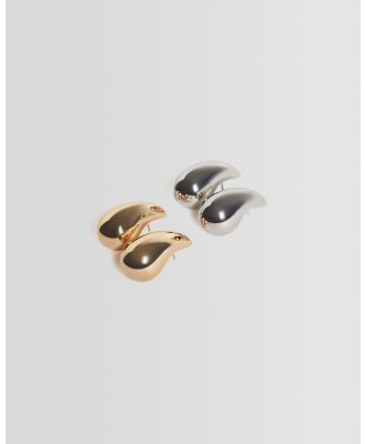 Bershka - Set Of 2 Pairs Of Teardrop Earrings - Jewellery (Gold) Set Of 2 Pairs Of Teardrop Earrings