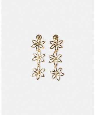 Bershka - Signature Edition Flower Dangle Earrings - Jewellery (Gold) Signature Edition Flower Dangle Earrings