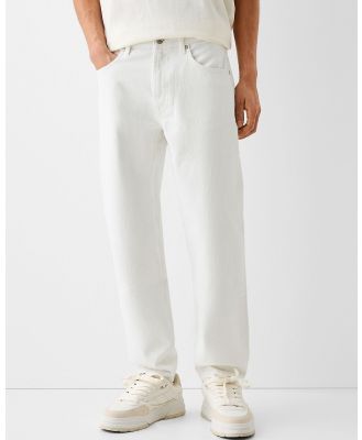 Bershka - Straight Fit Vintage Jeans - Jeans (White) Straight Fit Vintage Jeans