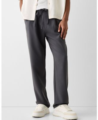 Bershka - Tailored Fit Wide leg Joggers - Pants (Dark grey) Tailored Fit Wide-leg Joggers