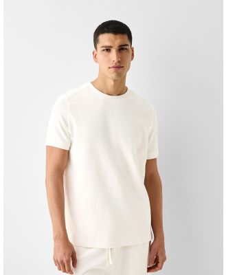 Bershka - Textured Short Sleeve T shirt - T-Shirts & Singlets (Off white) Textured Short Sleeve T-shirt