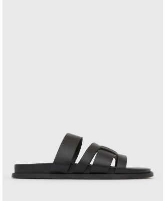 Betts - Astro Leather Footbed Slides - Casual Shoes (Black) Astro Leather Footbed Slides