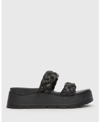 Betts - Koah Plaited Double Band Slides - Casual Shoes (Black) Koah Plaited Double Band Slides