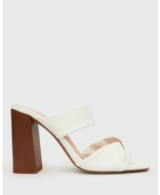 Betts - Peep High Block Heel Mules - Heels (White) Peep High Block Heel Mules