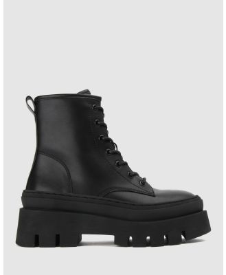 Betts - Trap Lace Up Combat Boots - Boots (Black) Trap Lace Up Combat Boots