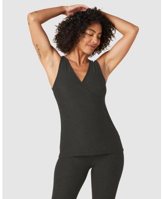 Beyond Yoga - Featherweight Easy Access Nursing Crossover Tank - Muscle Tops (Darkest Night) Featherweight Easy Access Nursing Crossover Tank