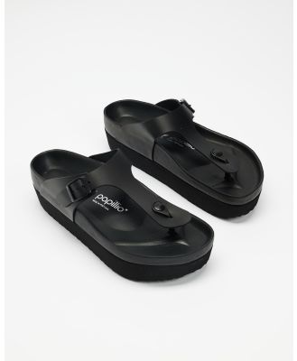 Birkenstock - Gizeh Exquisite Platform Regular   Women's - Sandals (Black Smooth Leather) Gizeh Exquisite Platform Regular - Women's