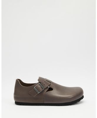 Birkenstock - London Graphite Leather Regular   Unisex - Casual Shoes (Natural) London Graphite Leather Regular - Unisex