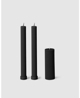 Black Blaze - Column Pillar Candle Combo - Home (Black Duo + Black Wide) Column Pillar Candle Combo