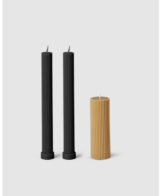 Black Blaze - Column Pillar Candle Combo - Home (Black Duo + Honey Wide) Column Pillar Candle Combo