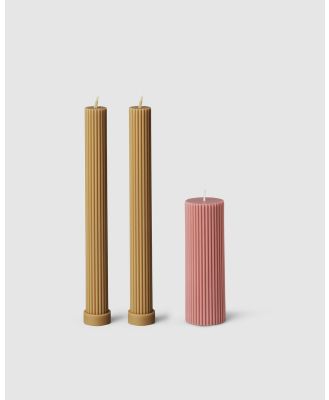 Black Blaze - Column Pillar Candle Combo - Home (Honey Duo + Peach Wide) Column Pillar Candle Combo
