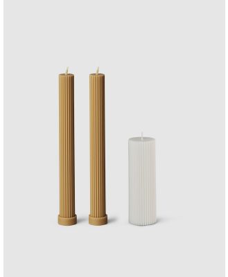 Black Blaze - Column Pillar Candle Combo - Home (Honey Duo + White Wide) Column Pillar Candle Combo
