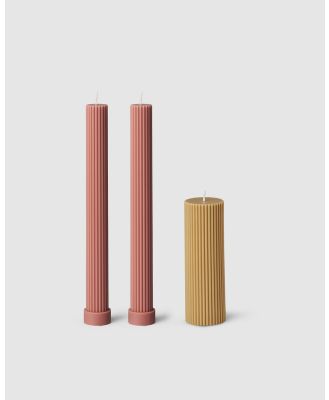 Black Blaze - Column Pillar Candle Combo - Home (Peach Duo + Honey Wide) Column Pillar Candle Combo
