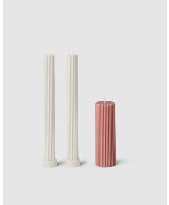 Black Blaze - Column Pillar Candle Combo - Home (White Duo + Peach Wide) Column Pillar Candle Combo