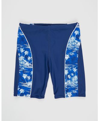 Bluesalt Beachwear - Hawaiian Palms Swim Jammer Pants   Teens - Swimwear (Navy Blue) Hawaiian Palms Swim Jammer Pants - Teens