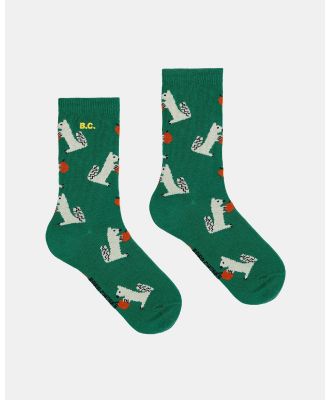 Bobo Choses - Hungry Squirrel All Over Long Socks   Babies Teens - Crew Socks (Dark Green) Hungry Squirrel All Over Long Socks - Babies-Teens