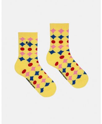 Bobo Choses - Sparkles All Over Short Socks   Babies Teens - Crew Socks (Yellow) Sparkles All Over Short Socks - Babies-Teens