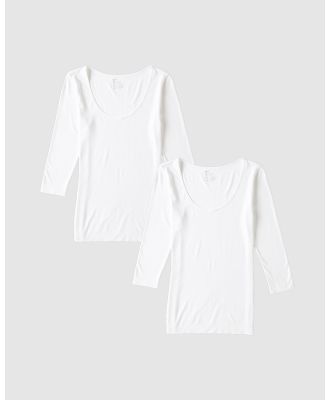 Boody - Boody 2 Pack 3 4 Sleeve Top - Tops (White) Boody 2-Pack 3-4 Sleeve Top