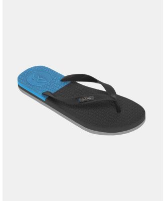 Boomerangz Footwear - Men's Black Grey Blue Thongs with arch support and 2 x interchangeable straps - All thongs (Black/Grey/Blue, Peach, Blue) Men's Black-Grey-Blue Thongs with arch support and 2 x interchangeable straps