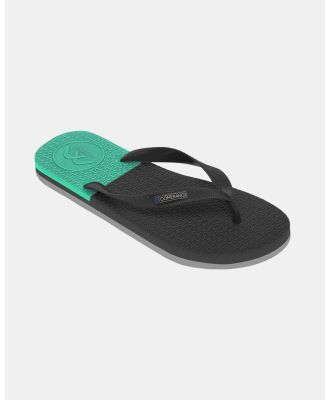 Boomerangz Footwear - Men's Black Grey Teal Thongs with arch support and 2 x interchangeable straps - All thongs (Black/Grey/Teal, Burgundy, Teal) Men's Black-Grey-Teal Thongs with arch support and 2 x interchangeable straps