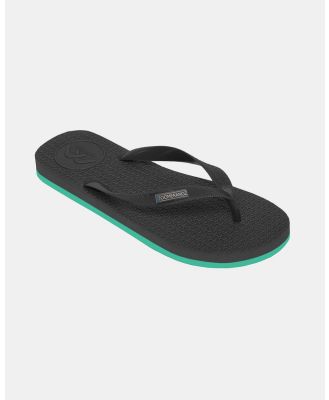 Boomerangz Footwear - Men's Black Teal Thongs with arch support and 2 x interchangeable straps - All thongs (Black/Teal, Peach, Teal) Men's Black-Teal Thongs with arch support and 2 x interchangeable straps