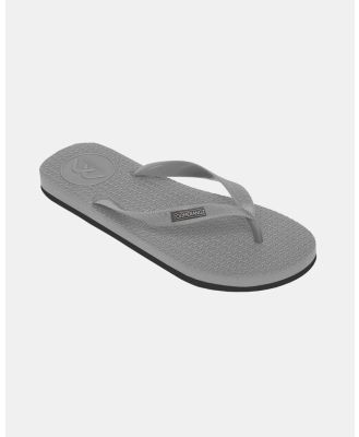 Boomerangz Footwear - Men's Grey Black Thongs with arch support and 2 x interchangeable straps - All thongs (Grey/Black, Green, Black) Men's Grey-Black Thongs with arch support and 2 x interchangeable straps