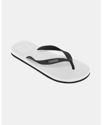 Boomerangz Footwear - Men's White Black Thongs with arch support and 2 x interchangeable straps - All thongs (White/Black, Navy, White) Men's White-Black Thongs with arch support and 2 x interchangeable straps
