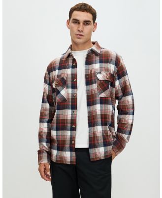 Brixton - Bowery LS Flannel - Shirts & Polos (Washed Navy, Sepia & Off White) Bowery LS Flannel